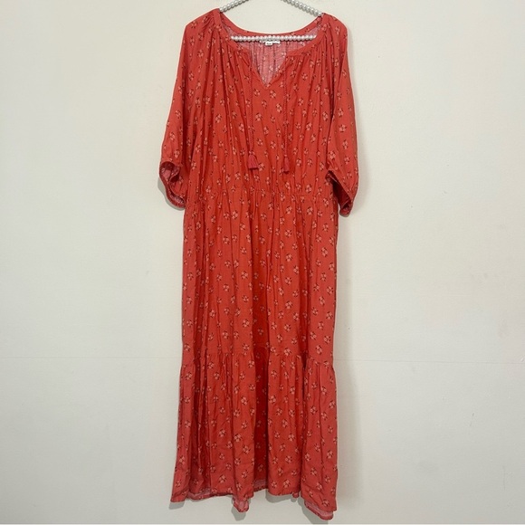 Beachlunchlounge Floral Peasant Boho A-Line Dress w/ tassel ties SIZE XXL - Picture 3 of 8